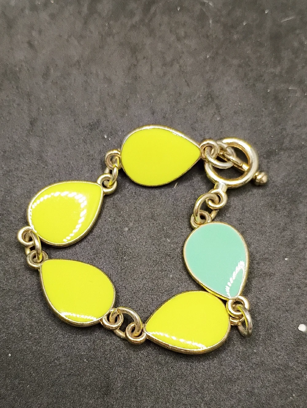 Gold-Tone Yellow & Mint Teardrop Bracelet